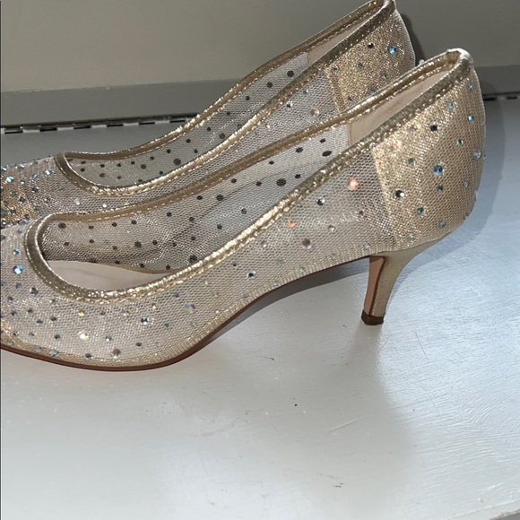 De Blossom Collection Gold Rhinestone Heels - Picture 5 of 9